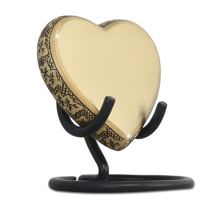 Maple Leaf Heart Matte Brass Keepsake